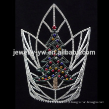 Atacado árvore de Natal design rhinestone coroa de desfile para os homens
